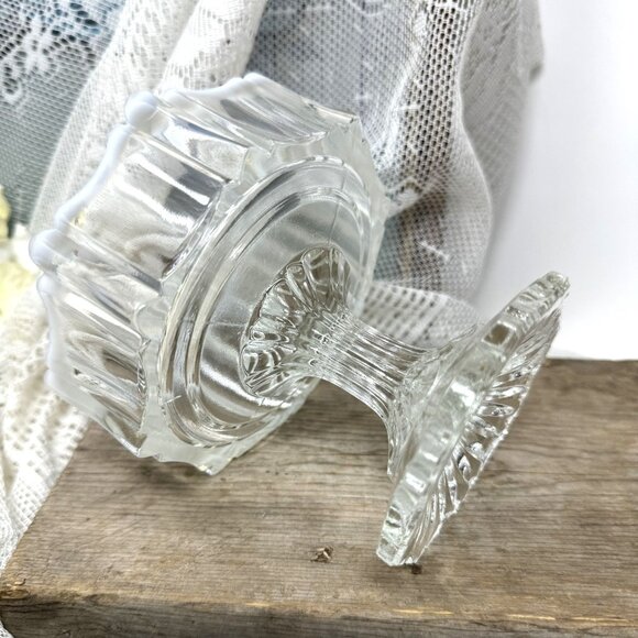 Vintage Milk Glass & Clear Glass Compote Dish Fenton - Picture 4 of 6